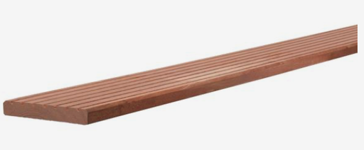 2.1 x 14.5 cm (per meter) vlonderplank, hardhout, geschaafd anti-slipprofiel