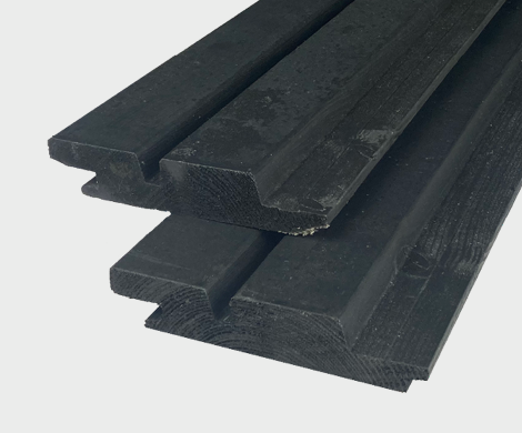 Dubbel Deens-rabat, zwart gespoten, 2.0 x 13.2 cm