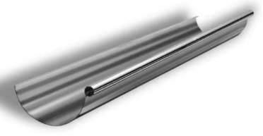 Goot zink, mastgoot (halfrond, diam. 125 cm) prijs per meter incl. toebehoren (afvoer, koppelstuk. regenpijp)