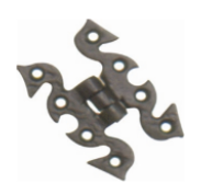 [BIJ-01] Rustiek scharnier voor deuren en kasten - Afmeting: 68x51mm - zwart gecoat na verzinken