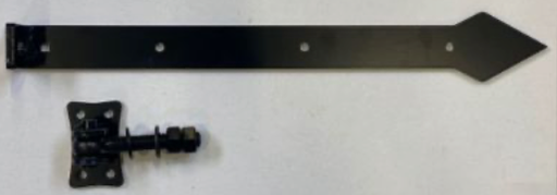 [BIJ-17] Verstelbaar poortbeslag - rustiek - 500mm - dikte 6mm - zwart gecoat