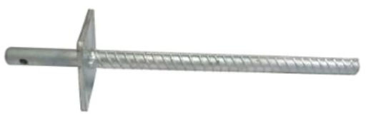 [PF-T12] Instortanker - PF-T12 - niet verstelbaar, Plaat:110x110x8mm, Staaf: 24x100mm, pen (geribbeld): 24x400mm, totale lengte 500mm *