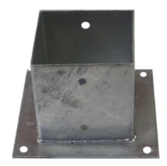 [BA-018] Metpostvoet - BA-018 - 145x145x150mm, dikte: 2,5mm, vuurverzinkt, grondplaat: 225x225mm *