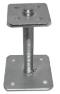 [VA-01] Verstelbare paaldrager (in hoogte) - VA-01 - Bovenplaat 7 x 7 cm, Grondplaat 10 x 10 cm, totale hoogte 16 cm, draadstang M20, v