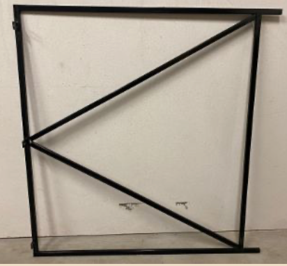 ZWART frame, 150 cm breed (x 155 cm hoog) + 3 duimen. Verstelbaar ijzeren frame, gegalvaniseerd