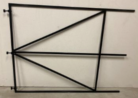 ZWART frame, 200 cm breed (x 155 cm hoog) + 3 duimen. Verstelbaar ijzeren frame, gegalvaniseerd