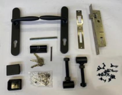 [UIT-148] Poort met kokerprofiel ZWART (UIT-148) - Cilinderslot compleet in het zwart